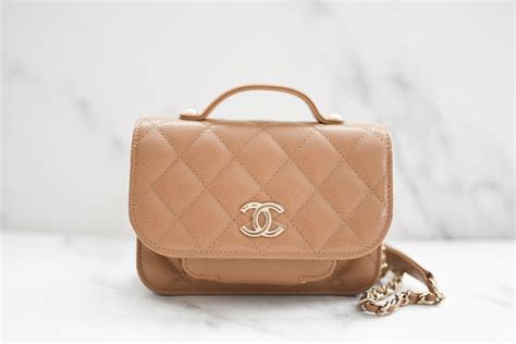 Chanel Beige Quilted Caviar Business Affinity Flap Clutch Gold 